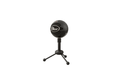 Logitech Blue Snowball USB microphone on tripod, ideal for podcasting, streaming, and music recording.
